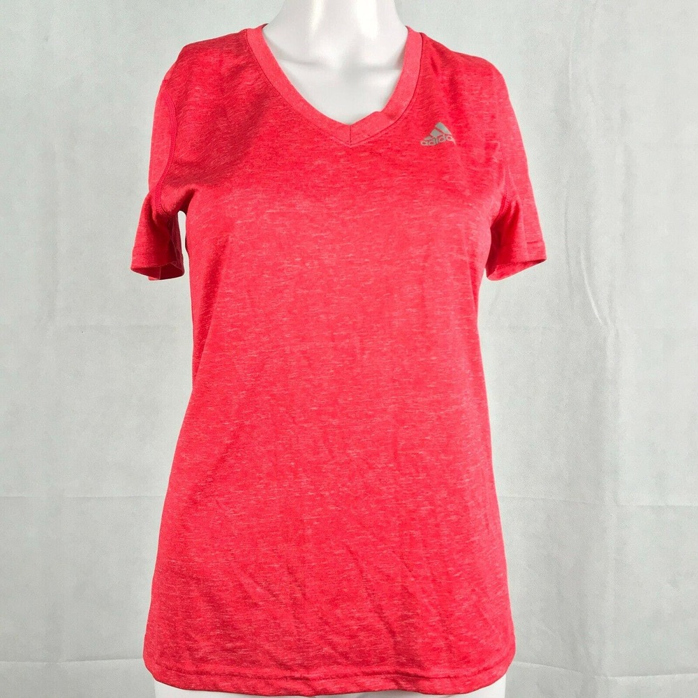 Adidas T-Shirt Womens Sz S Red Knit Athletic V-Neck‎ Ultimate Running Workout